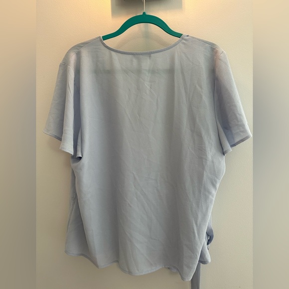 Blue Wrap Peplum Blouse - Picture 3 of 5